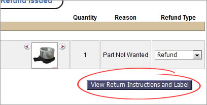 View Return Instructions button