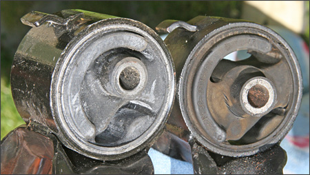 Comparing new (left) and old (right) motor mounts