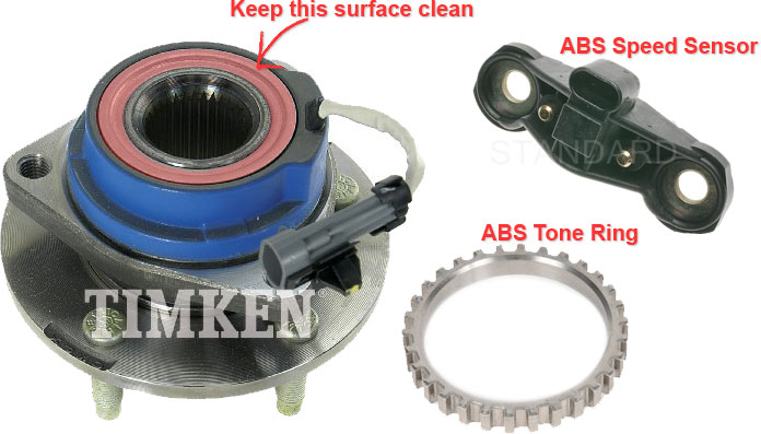 Timken Hub, ACDelco ABS Tone Ring, SMP ABS Speed Sensor