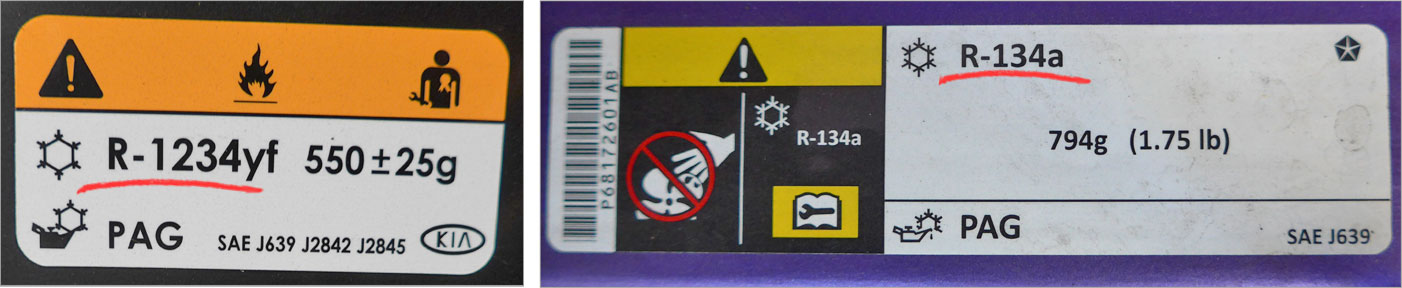 A/C Refrigerant Under hood Stickers