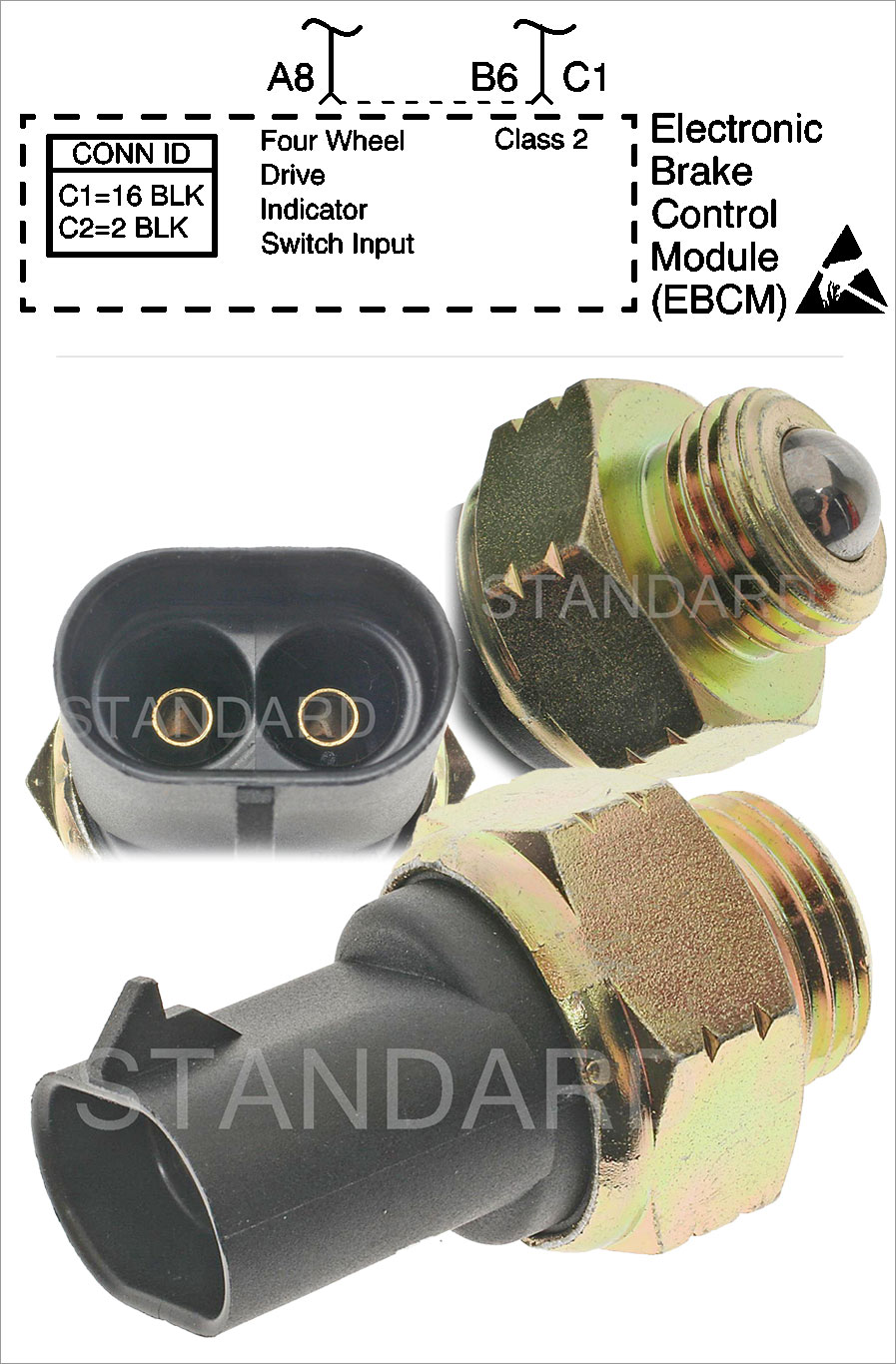 Standard Motor Products 4WD Indicator Switch used on 1983-2005 GM vehicles