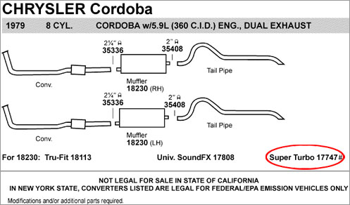 Walker exhaust diagram showing alternative muffler option 